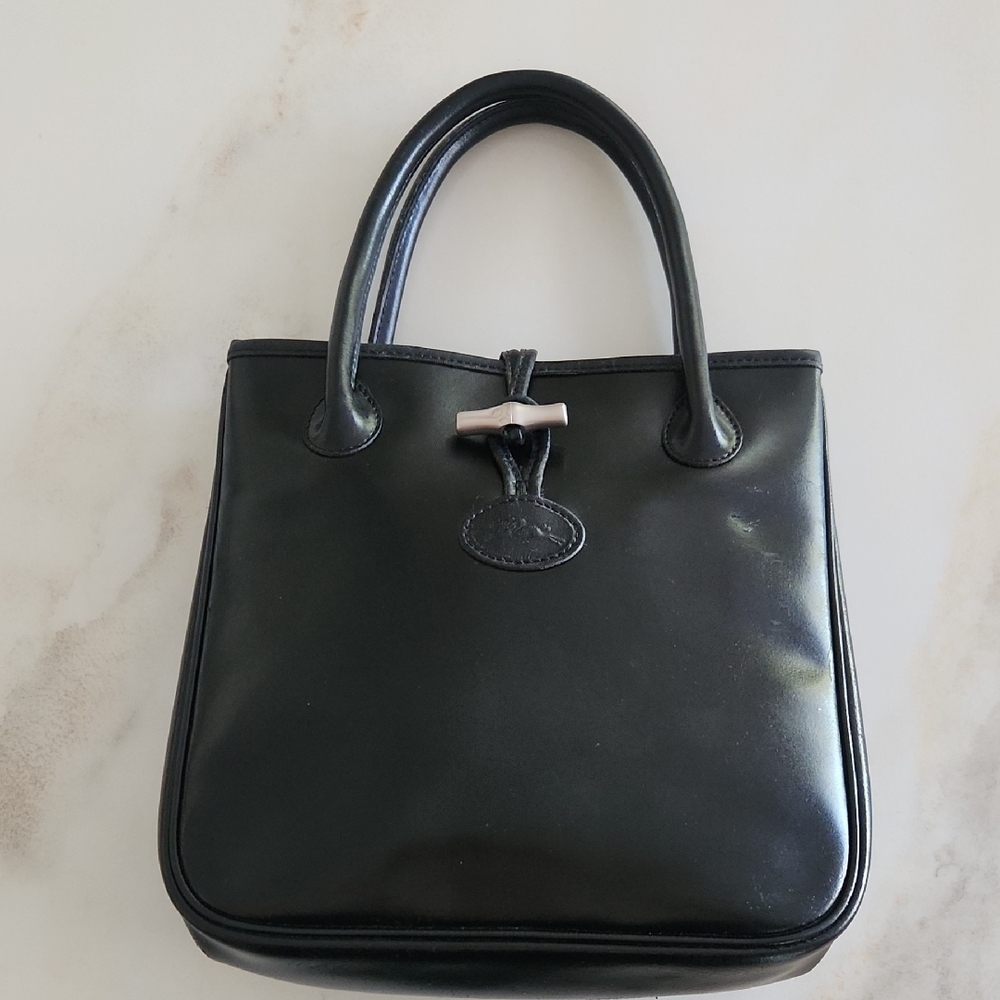 Longchamp Black Leather Tote Bag..Stunning Quiet Luxury! - Picture 7 of 15